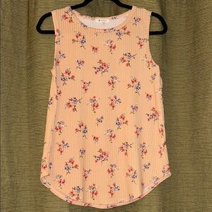 Floral Print Sleeveless Tank Top - peach/coral